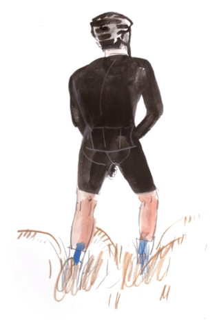 Illustration of a man caught short