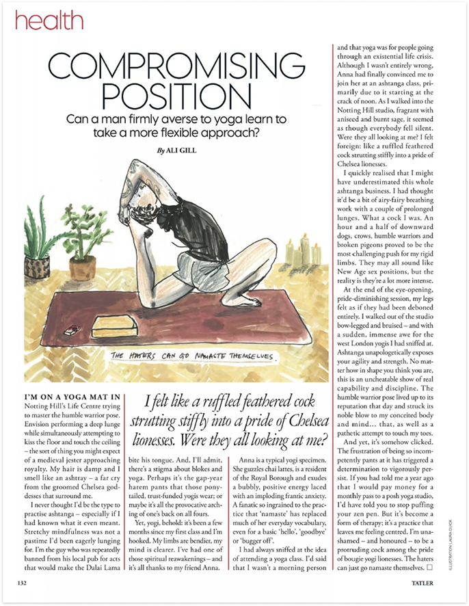 Yoga article in Tatler magazine