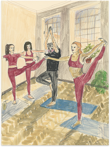 Illustration of women doing yoga