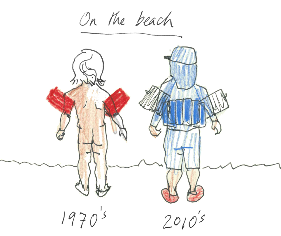 Illustration of a two kids on beach