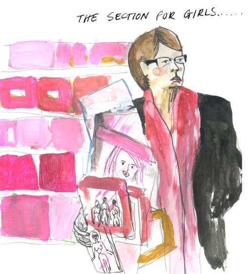 Illustration of a woman with pink