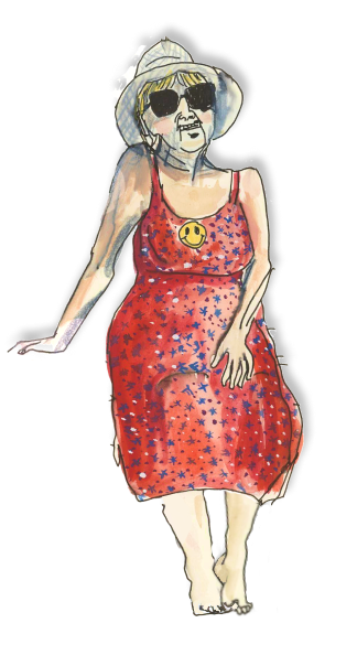 Illustration of a woman wearing a red dress