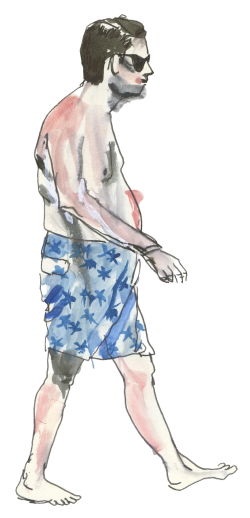 Illustration of a man walking on the beach