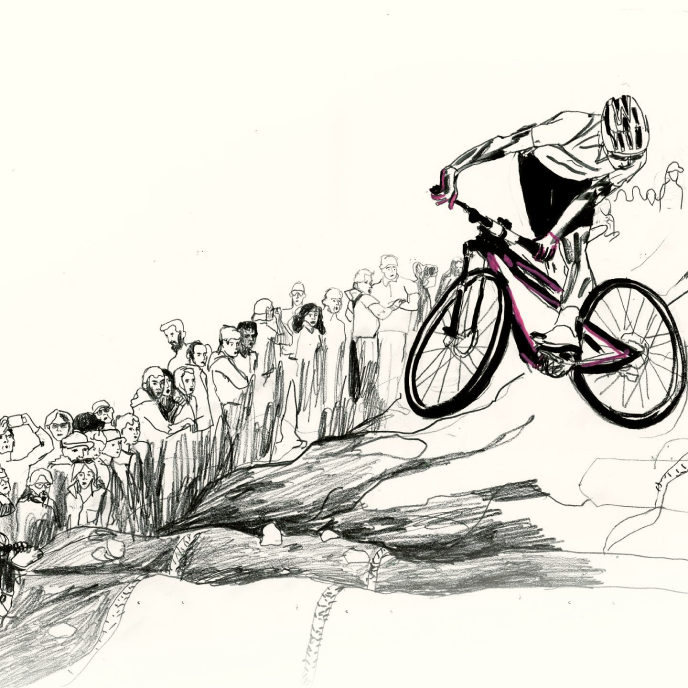 Illustration of a mountaint bike jump