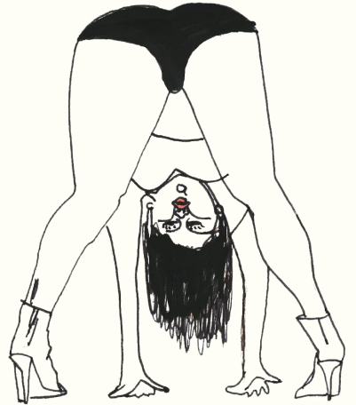 Illustration of a woman being over