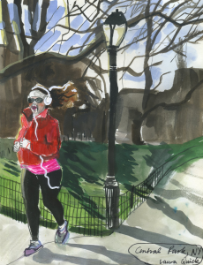 Illustration of a Woman running in Central Park